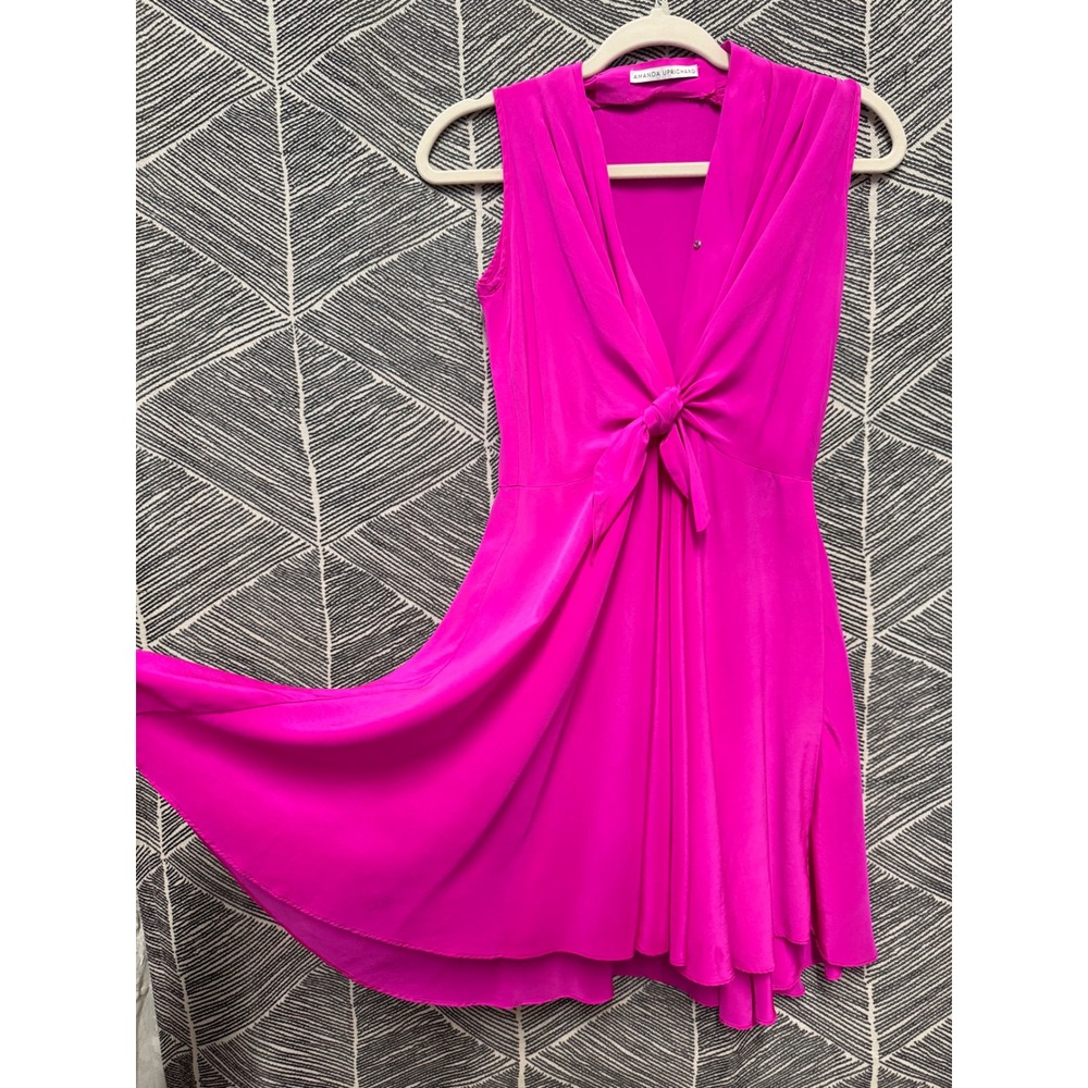 Amanda Uprichard Hot Pink Tie Front Sleeveless Fit & Flare Mini‎ Dress
